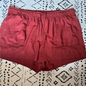 Women's Red Slick Material Shorts (labeled xxl fits like 3x)
